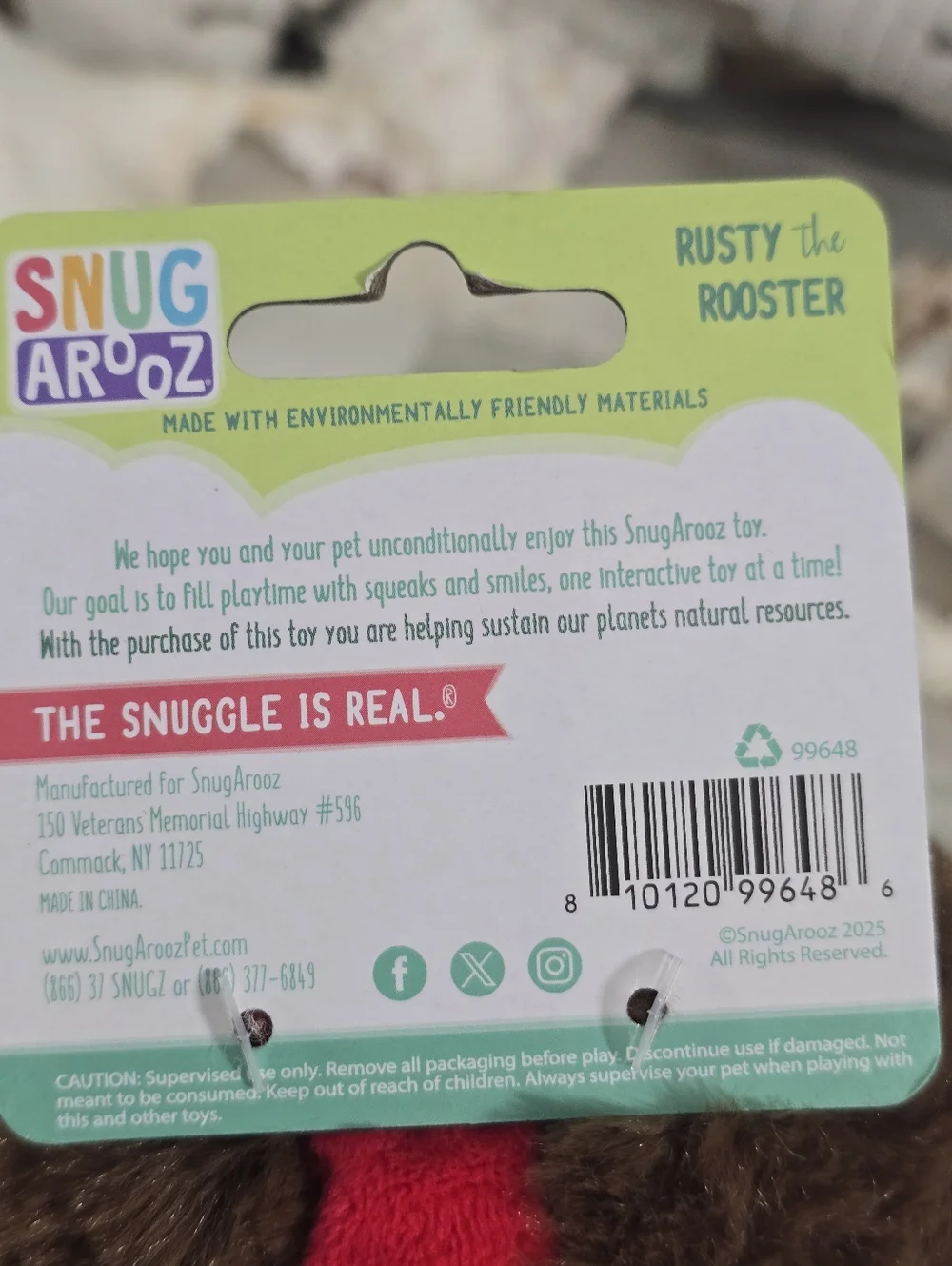 Snug Arooz Dog Toy Crinkle Plush Bird - Brown & Orange